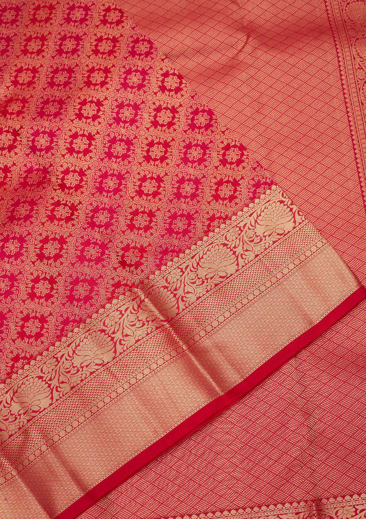 Rani Pink Zariwork Pure Silk Saree