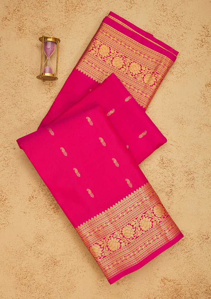 Rani Pink Zariwork Pure Silk Saree