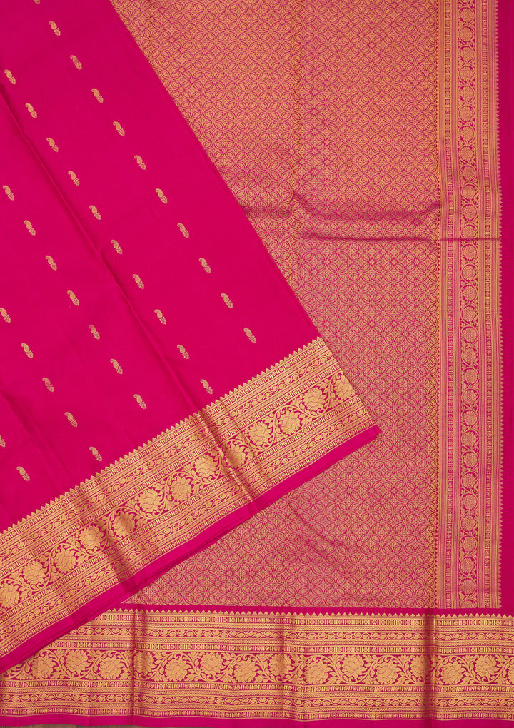 Rani Pink Zariwork Pure Silk Saree