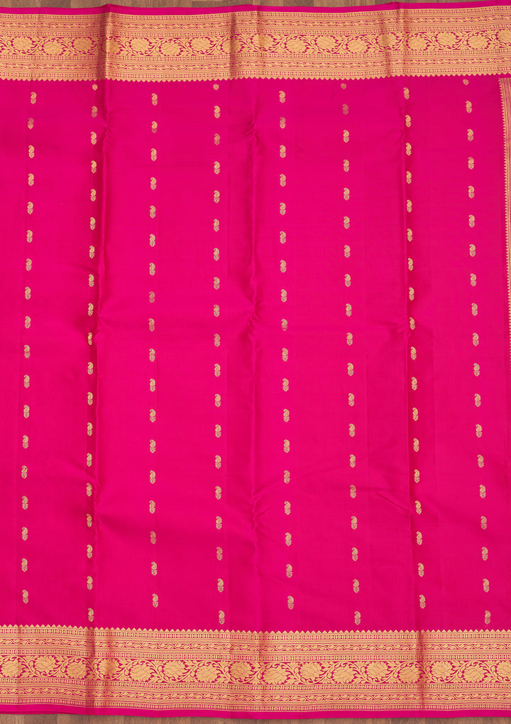Rani Pink Zariwork Pure Silk Saree