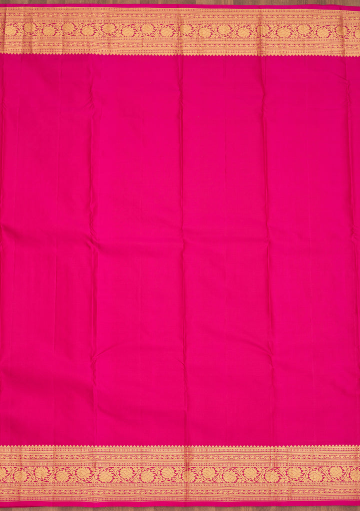 Rani Pink Zariwork Pure Silk Saree