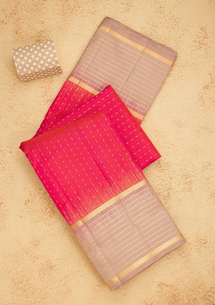 Rani Pink Zariwork Pure Silk Saree