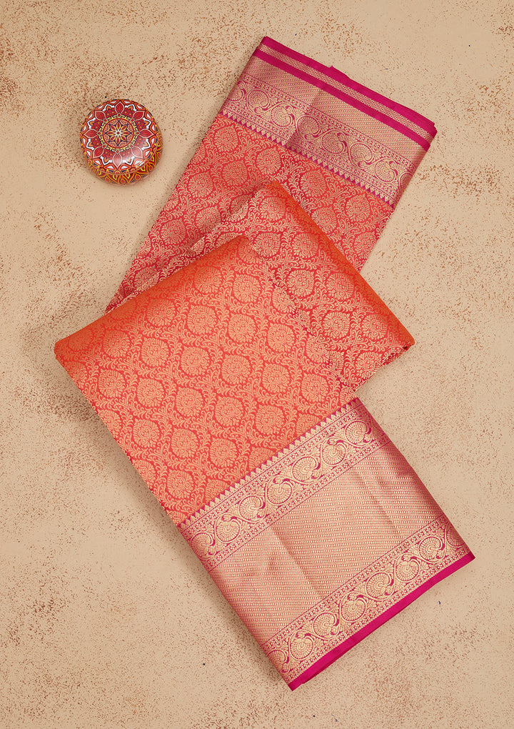 Rani Pink Zariwork Pure Silk Saree