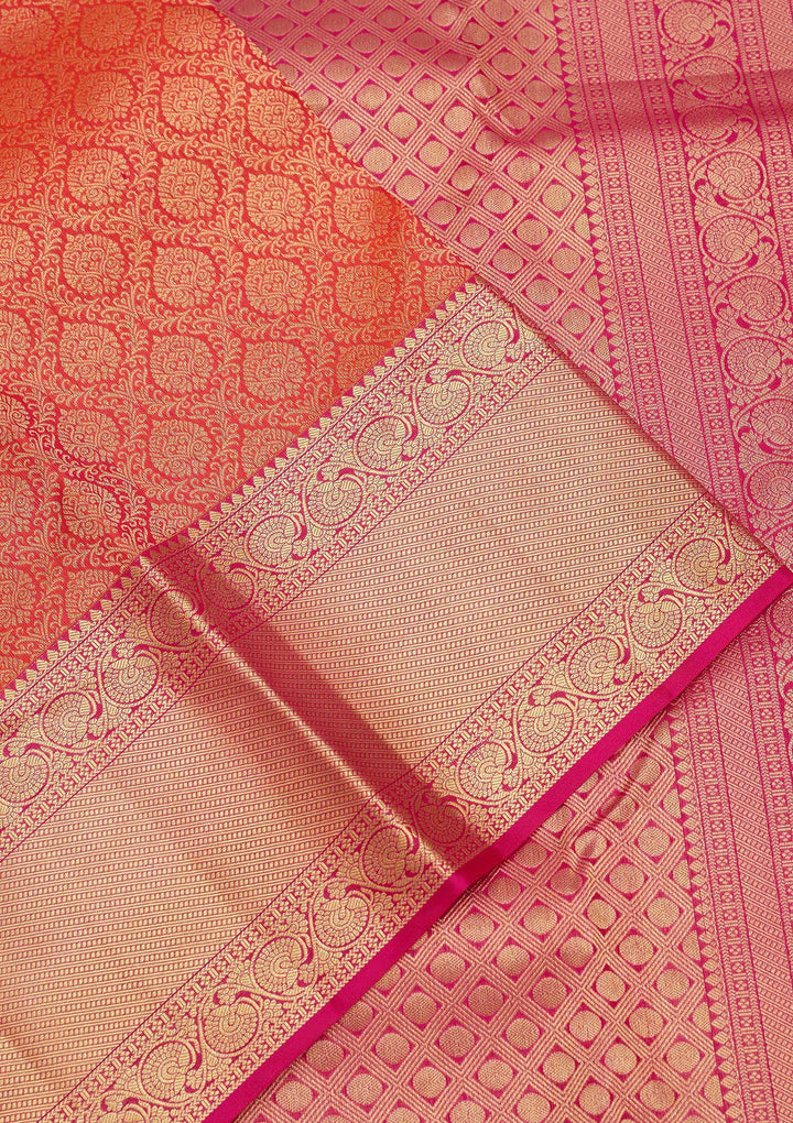 Rani Pink Zariwork Pure Silk Saree