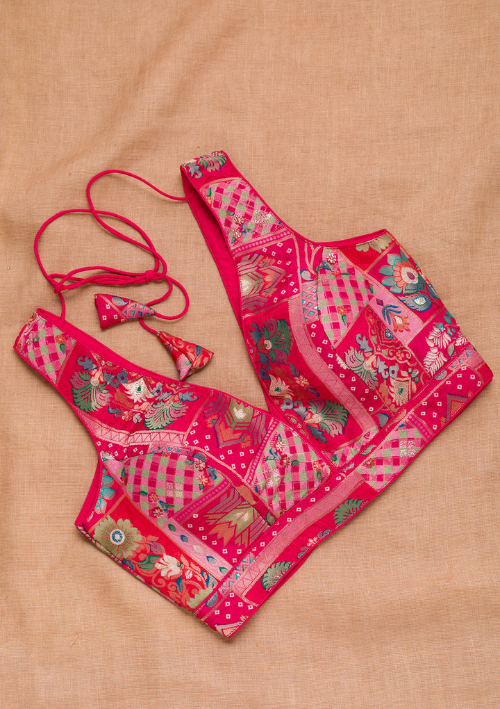 Rani Pink Zariwork Raw Silk Blouse