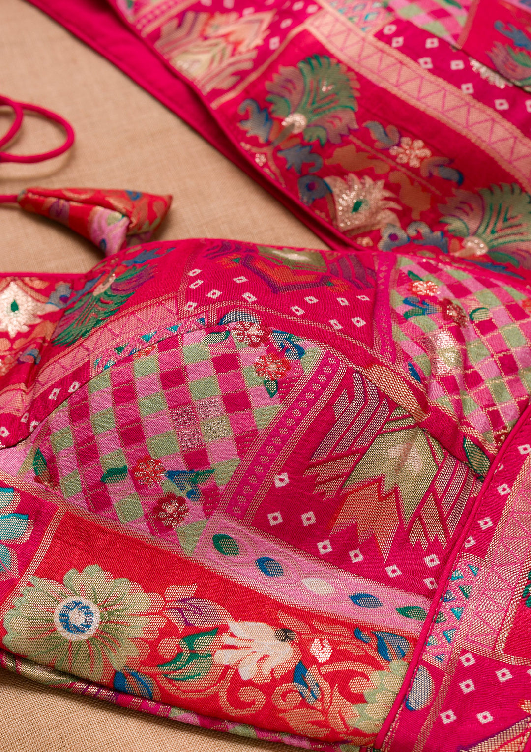 Rani Pink Zariwork Raw Silk Blouse