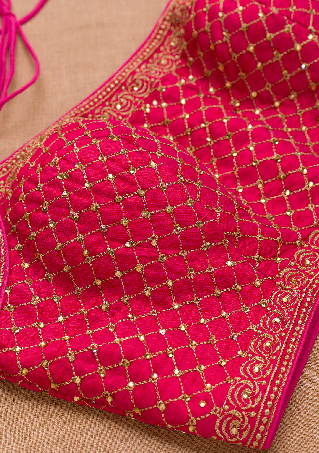 Rani Pink Zariwork Raw Silk Blouse