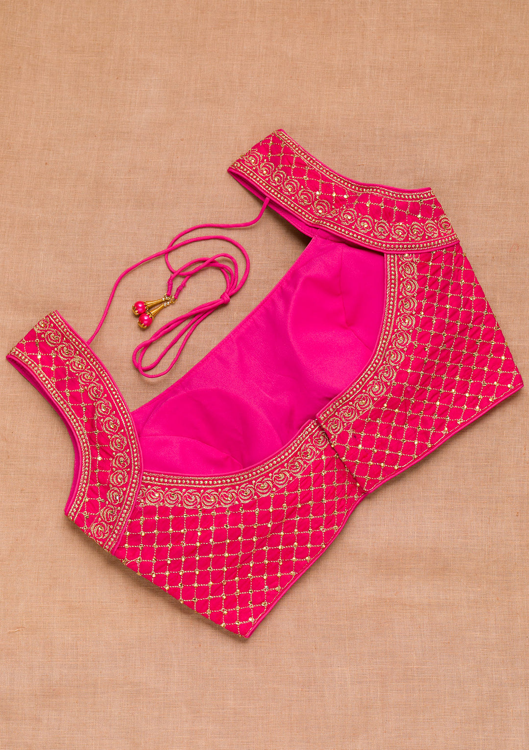 Rani Pink Zariwork Raw Silk Blouse