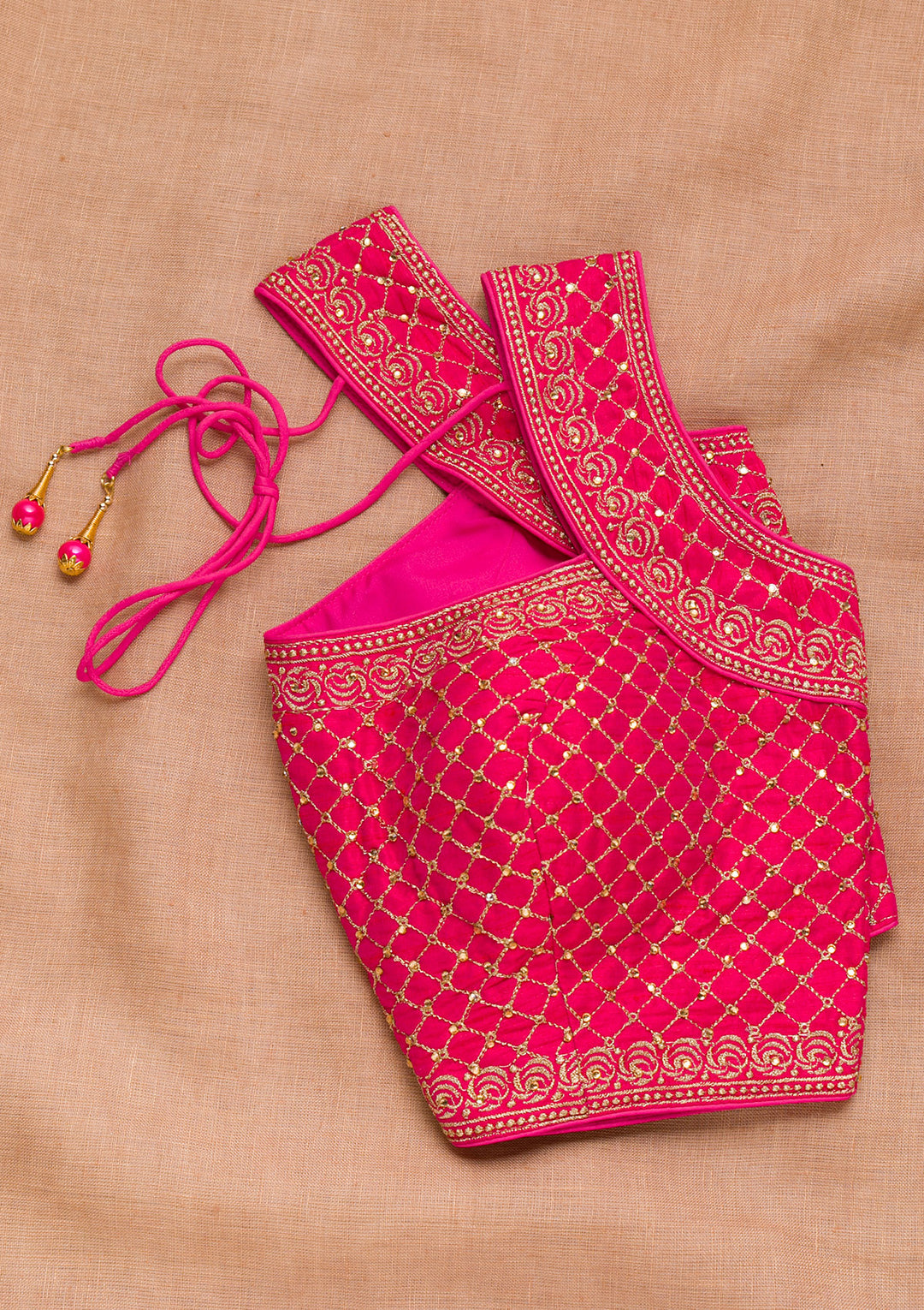 Rani Pink Zariwork Raw Silk Blouse