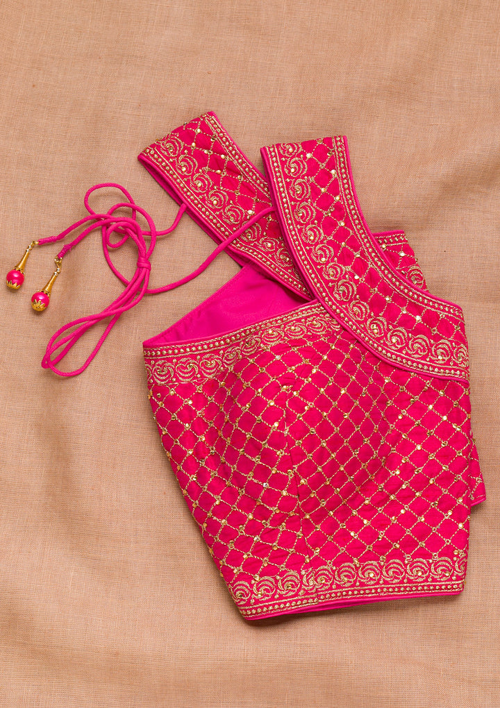 Rani Pink Zariwork Raw Silk Blouse