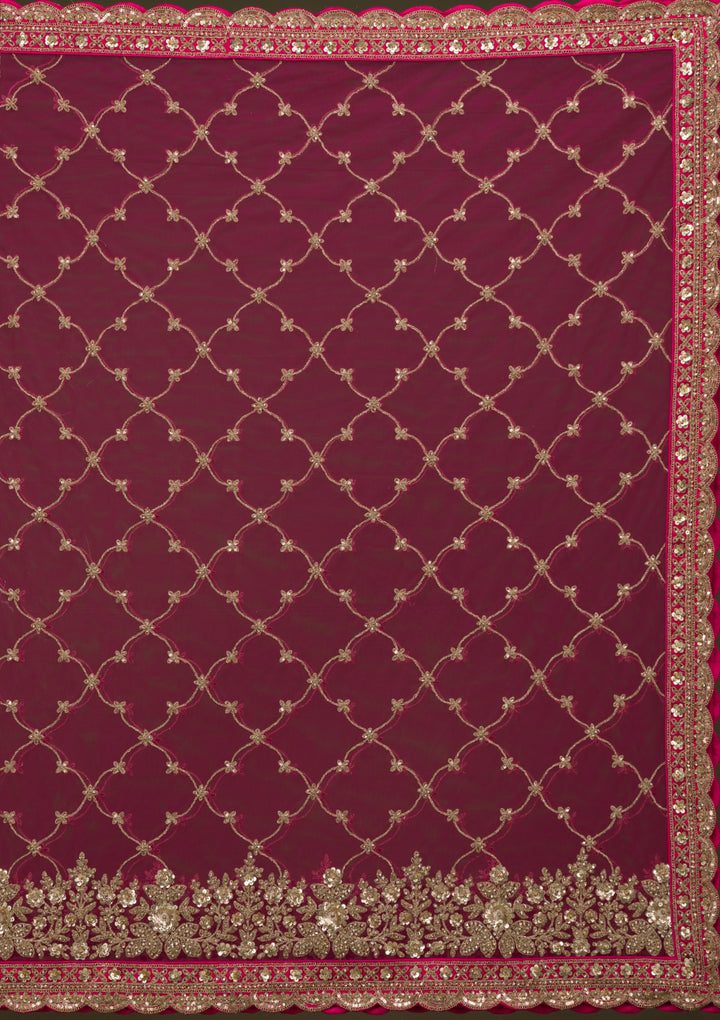 Rani Pink Zariwork Raw Silk Readymade Lehenga