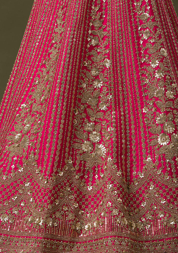 Rani Pink Zariwork Raw Silk Readymade Lehenga