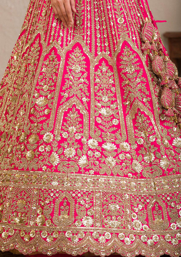 Rani Pink Zariwork Raw Silk Readymade Lehenga