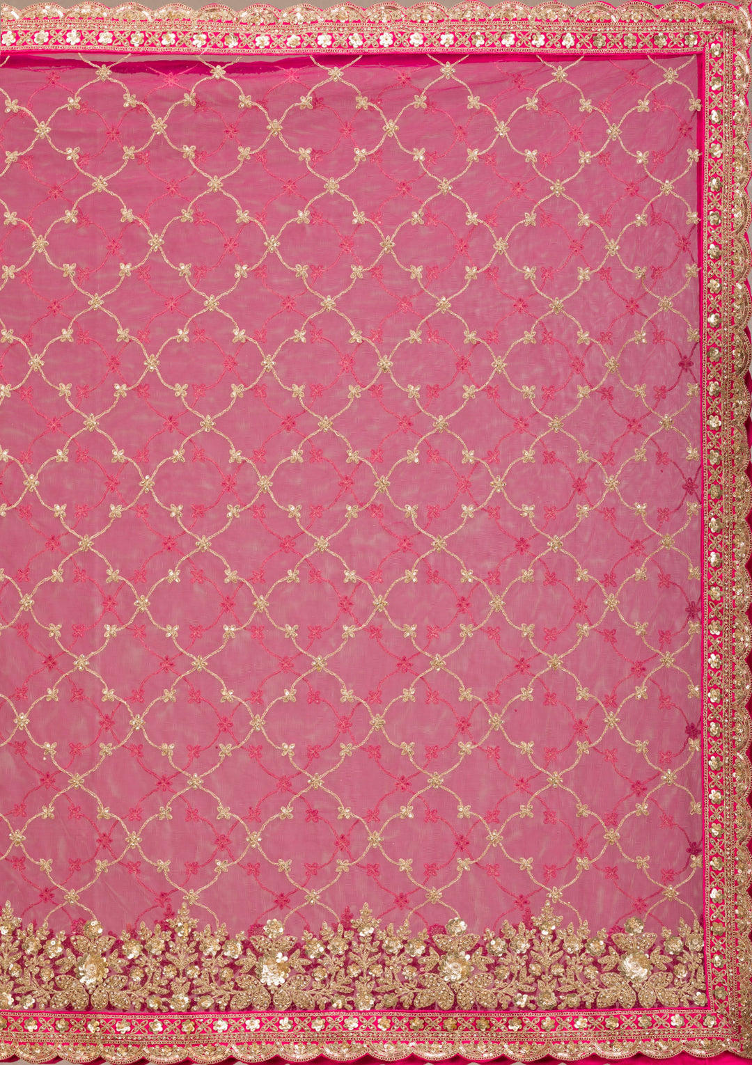 Rani Pink Zariwork Raw Silk Readymade Lehenga