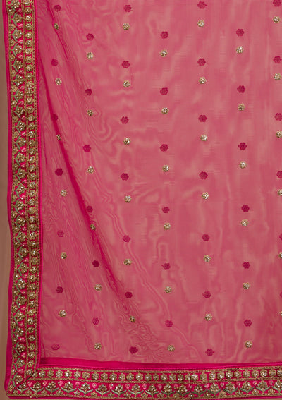 Rani Pink Zariwork Raw Silk Readymade Lehenga