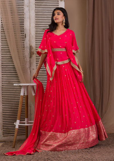 Magenta Pink Banarasi Silk Designer Lehenga Choli - SA305405