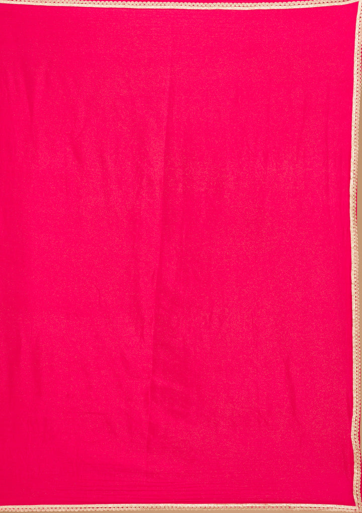 Rani Pink Zariwork Semi Crepe Readymade Salwar Suit