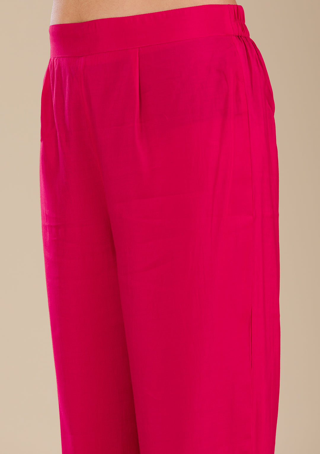 Rani Pink Zariwork Semi Crepe Readymade Salwar Suit