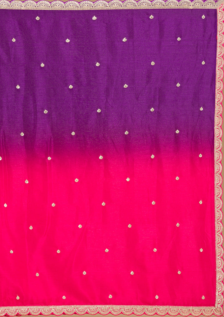 Rani Pink Zariwork Semi Crepe Readymade Salwar Suit