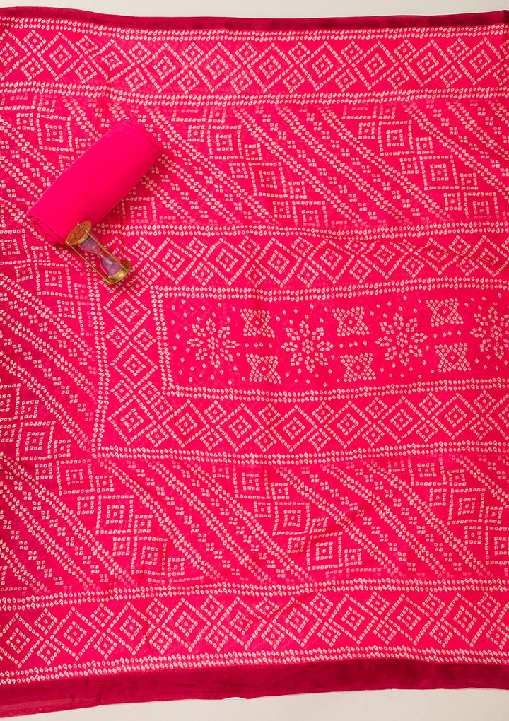 Rani Pink Zariwork Semi Crepe Unstitched Salwar Suit