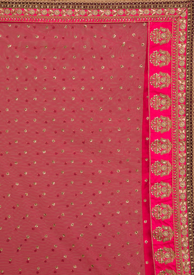Rani Pink Zariwork Silk Semi Stitched Lehenga