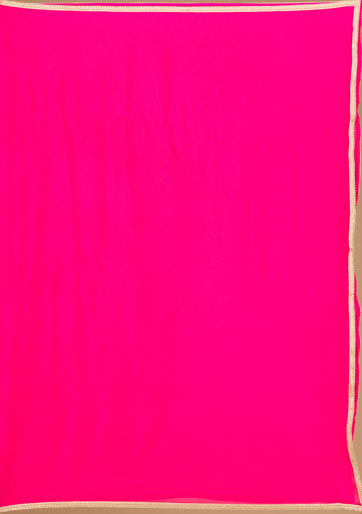 Rani Pink Zariwork Silk Readymade Salwar Suit