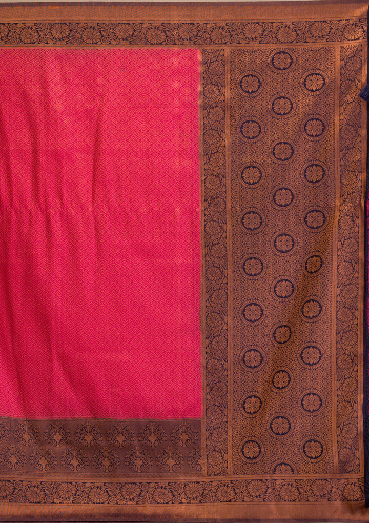 Rani Pink Zariwork Soft Silk Saree