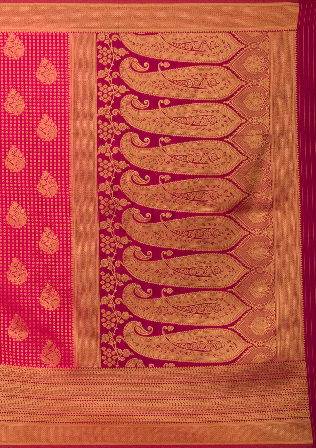 Rani Pink Zariwork Soft Silk Saree
