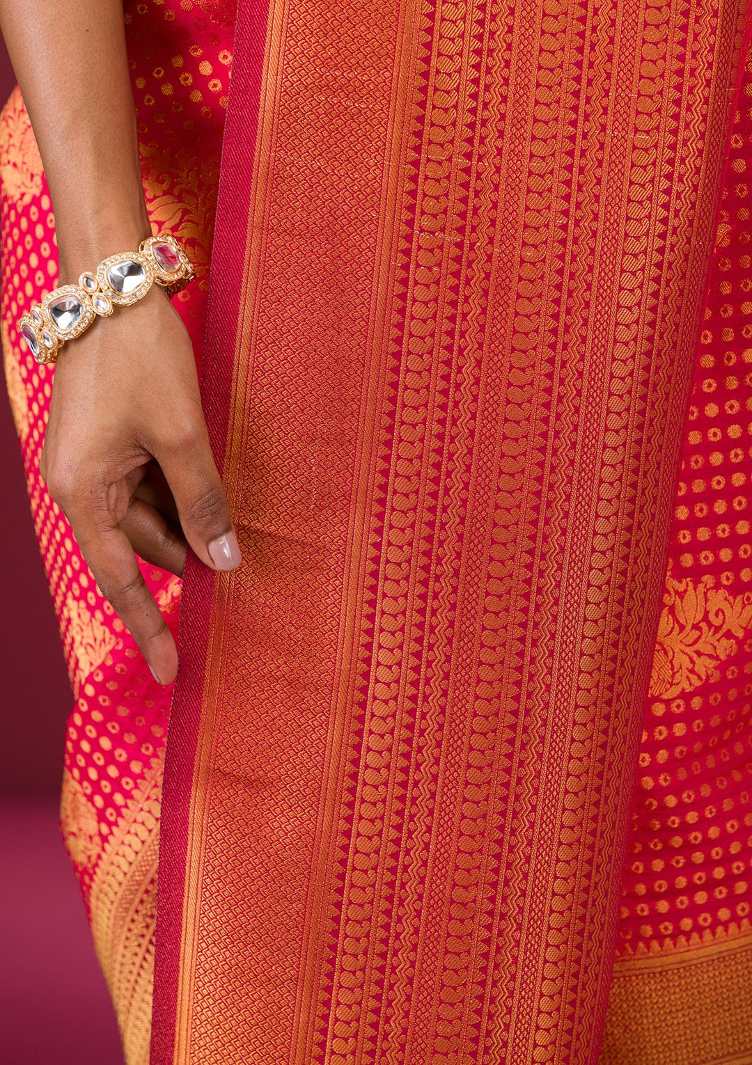 Rani Pink Zariwork Soft Silk Saree