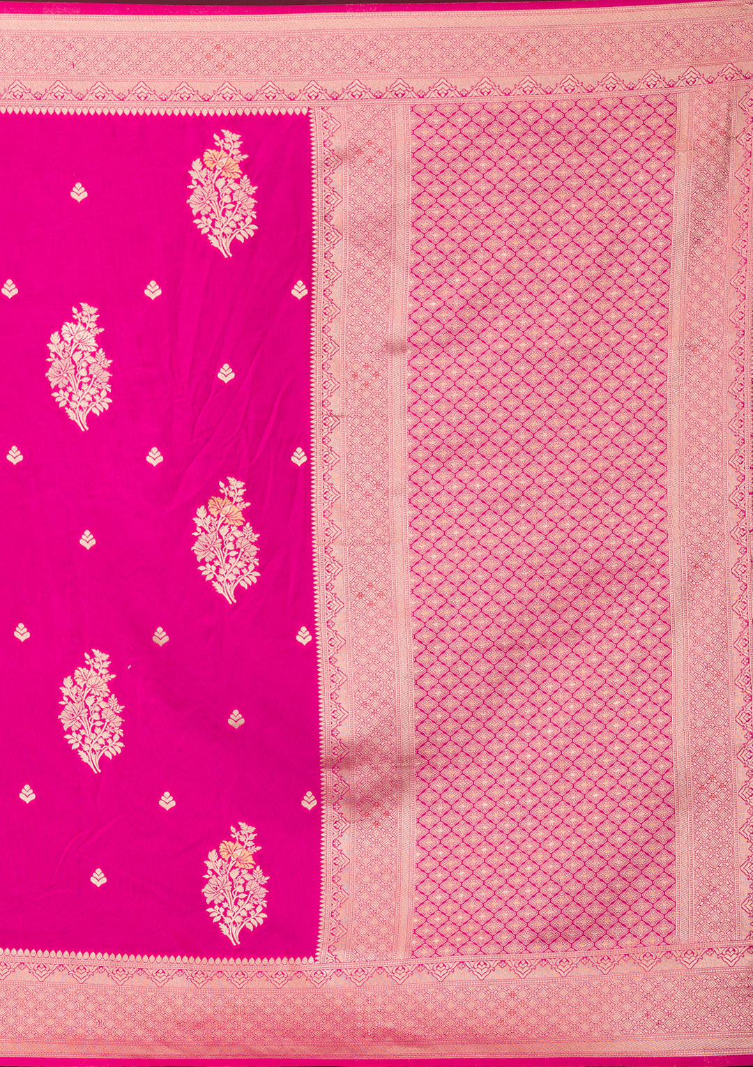 Rani Pink Zariwork Soft Silk Saree