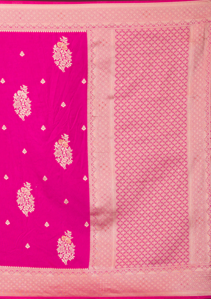 Rani Pink Zariwork Soft Silk Saree
