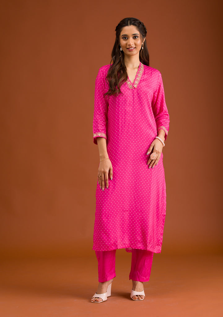 Rani Pink Zariwork Tissue Readymade Salwar Suit