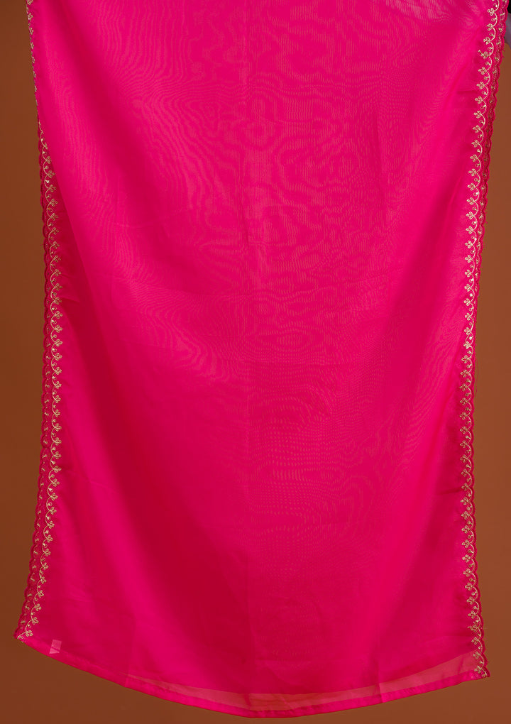 Rani Pink Zariwork Tissue Readymade Salwar Suit