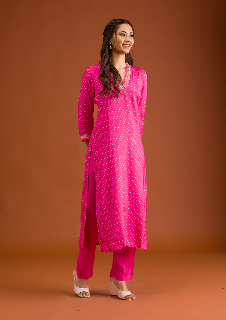 Rani Pink Zariwork Tissue Readymade Salwar Suit