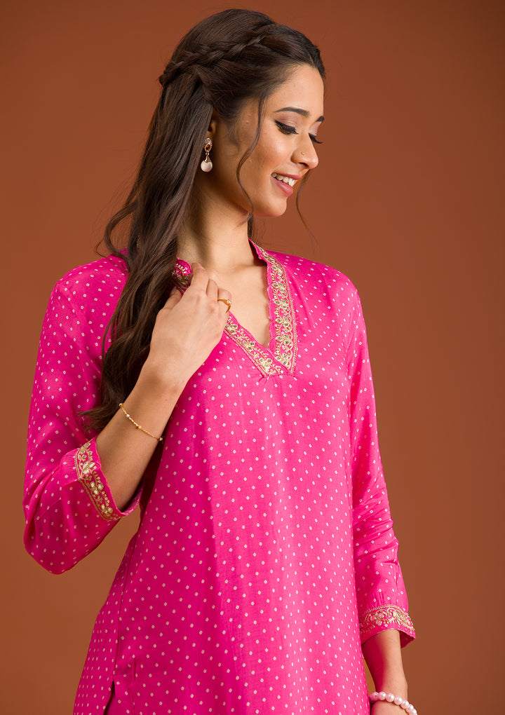 Rani Pink Zariwork Tissue Readymade Salwar Suit