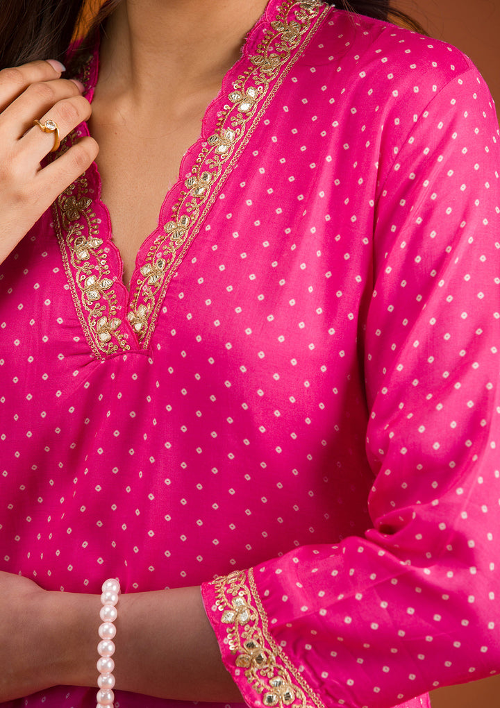Rani Pink Zariwork Tissue Readymade Salwar Suit