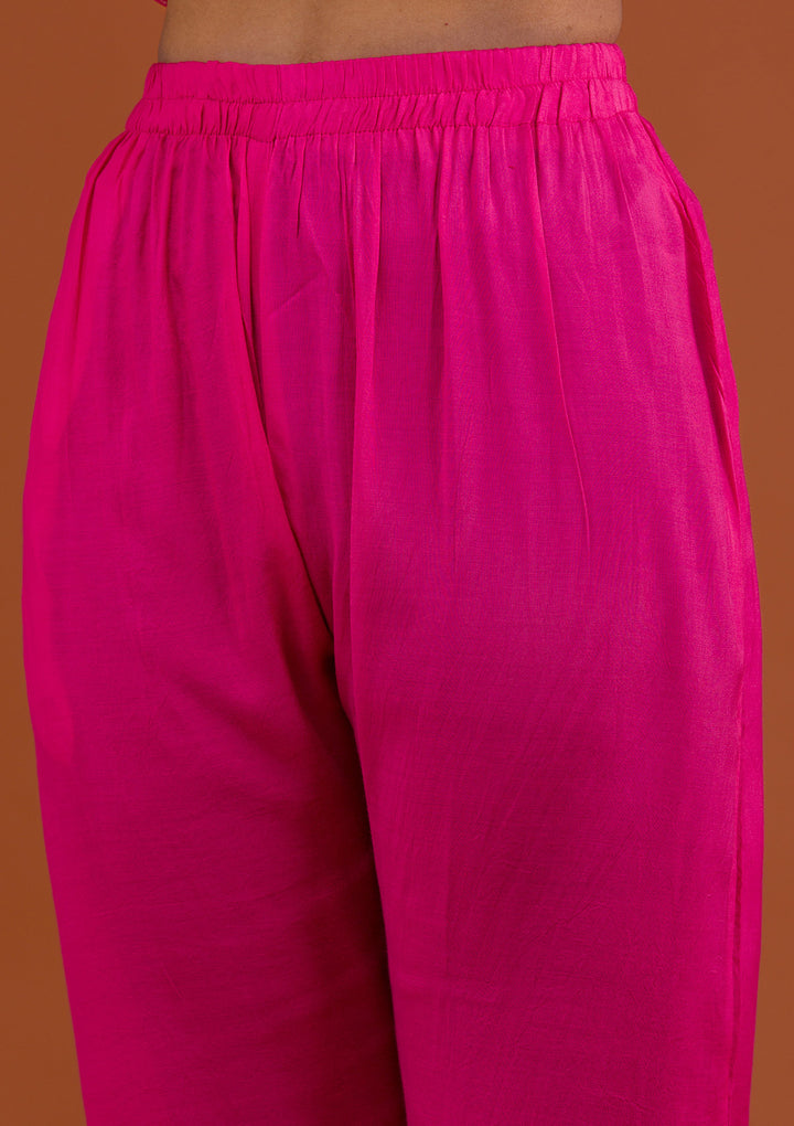 Rani Pink Zariwork Tissue Readymade Salwar Suit