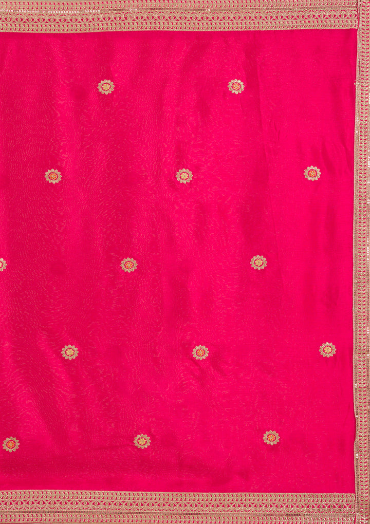 Rani Pink Zariwork Tissue Readymade Salwar Suit