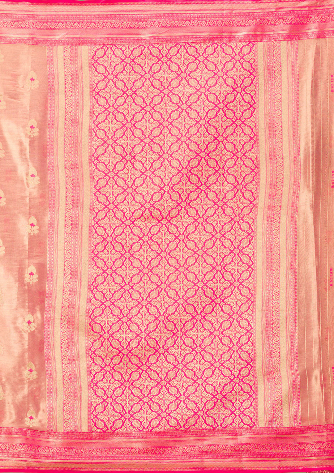 Rani Pink Zariwork Tissue Saree-Koskii
