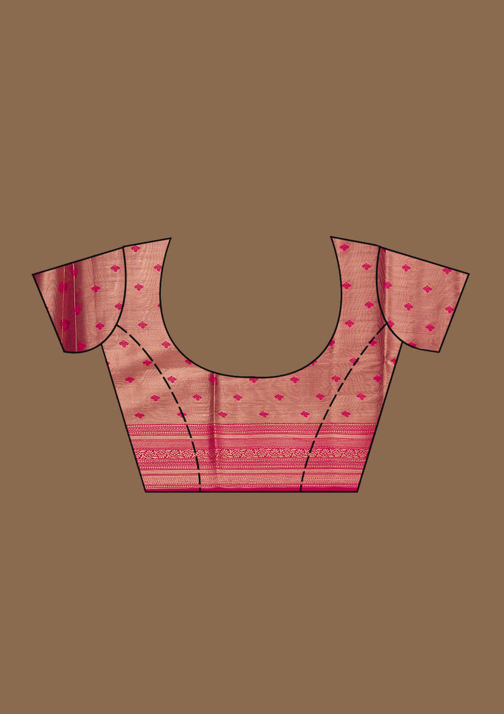 Rani Pink Zariwork Tissue Saree-Koskii