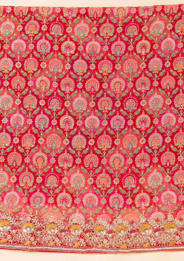 Red Cutdana Georgette Unstitched Salwar Suit