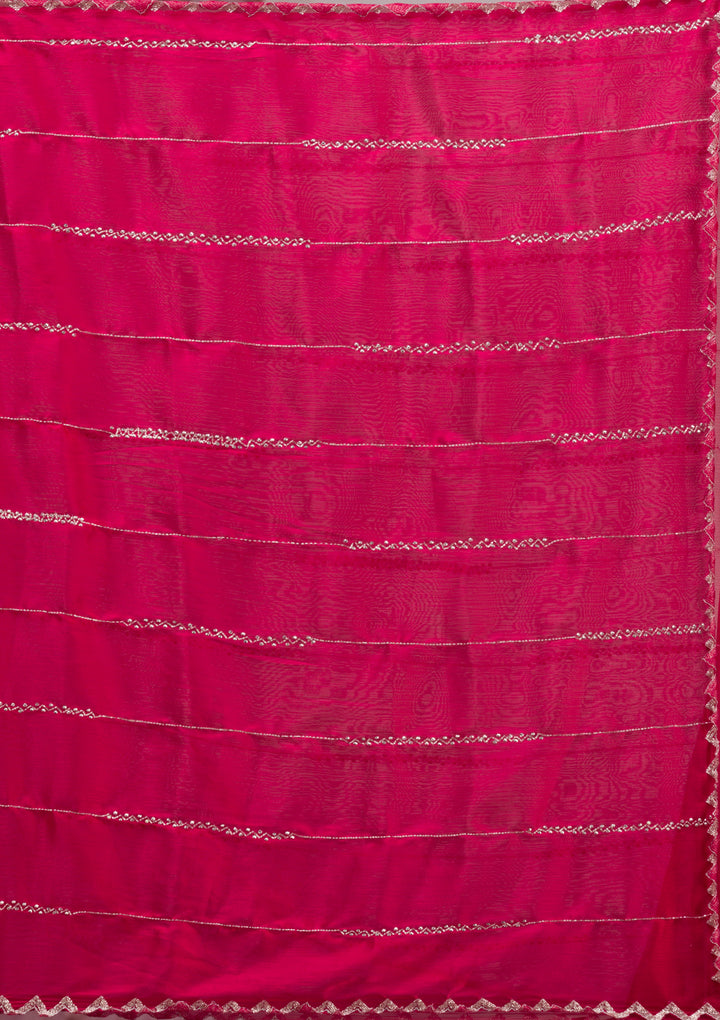 Red Cutdana Tissue Saree