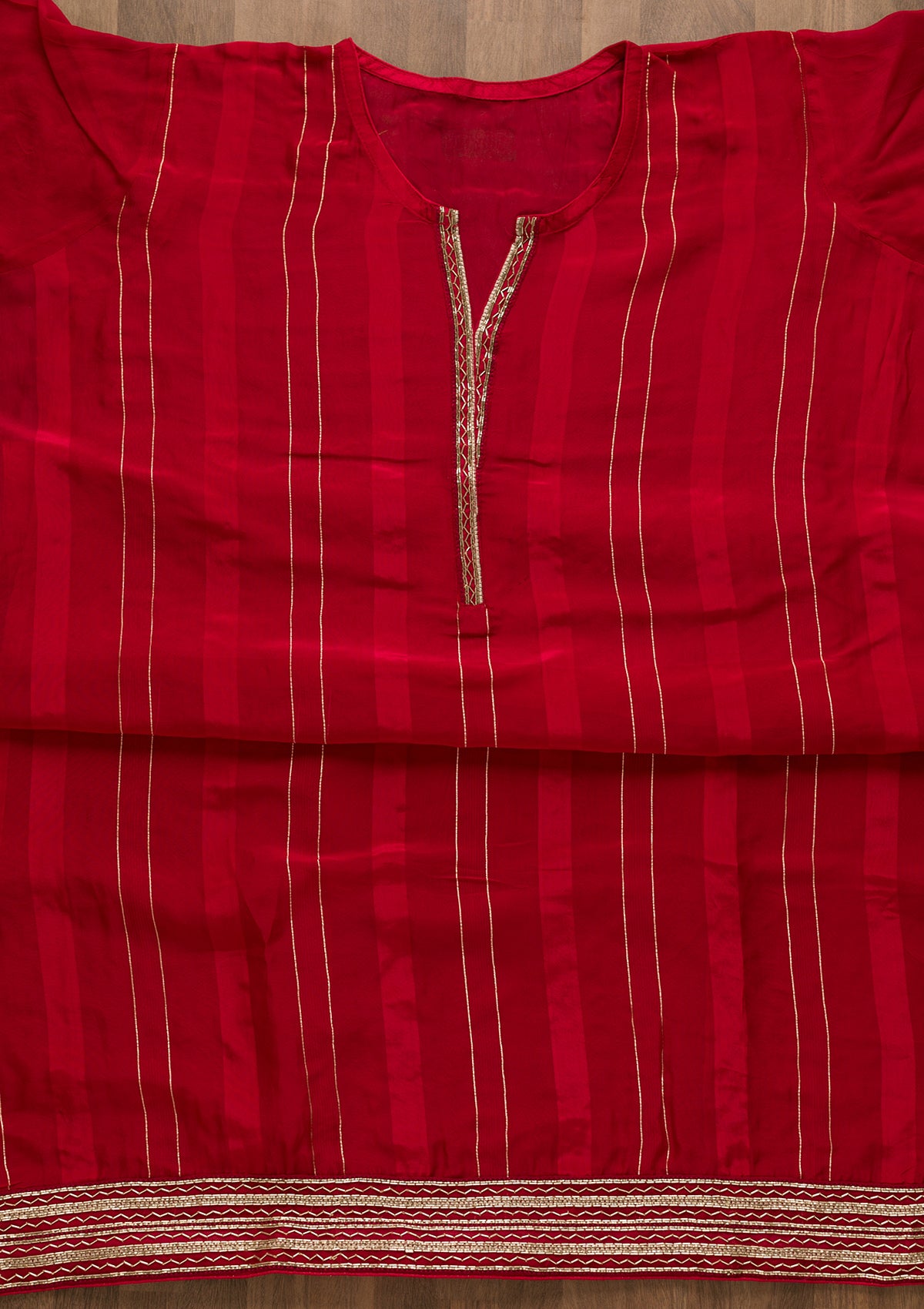 Red Cutdana Tissue Unstitched Salwar Suit
