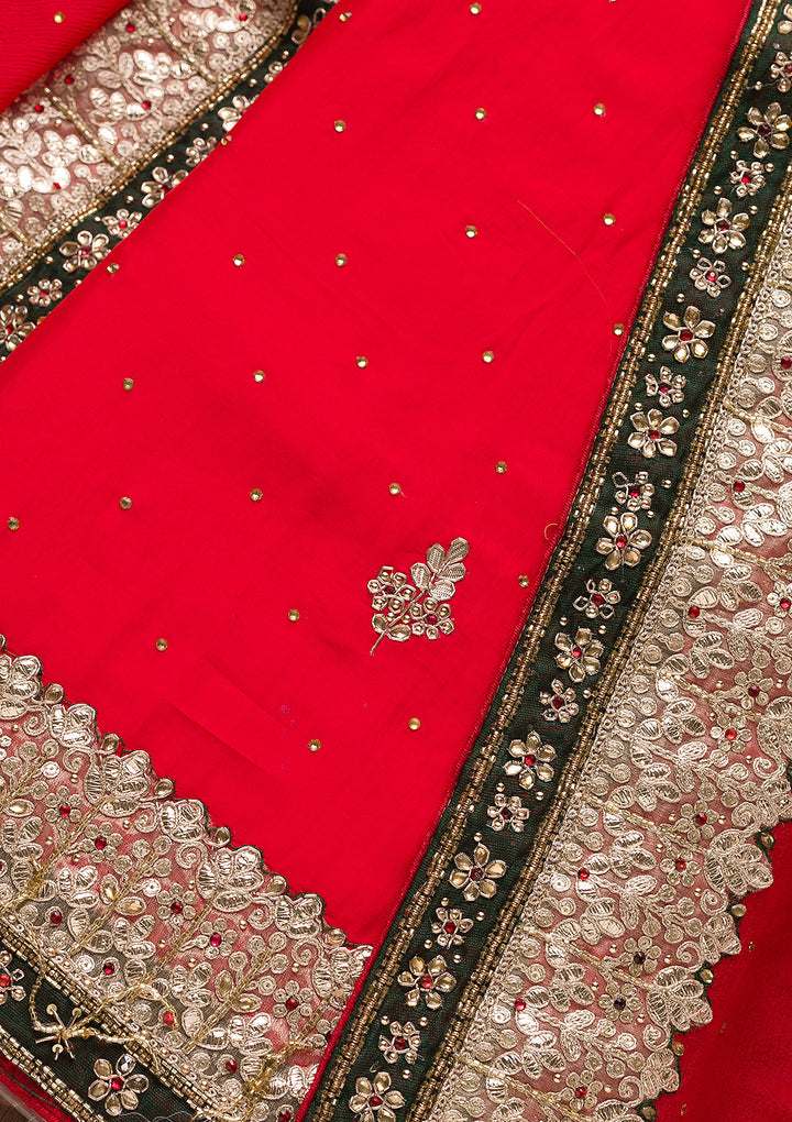 Maroon Gotapatti Semi Crepe Unstitched Salwar Suit