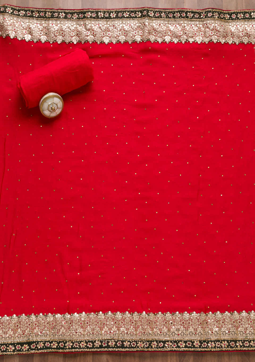 Maroon Gotapatti Semi Crepe Unstitched Salwar Suit