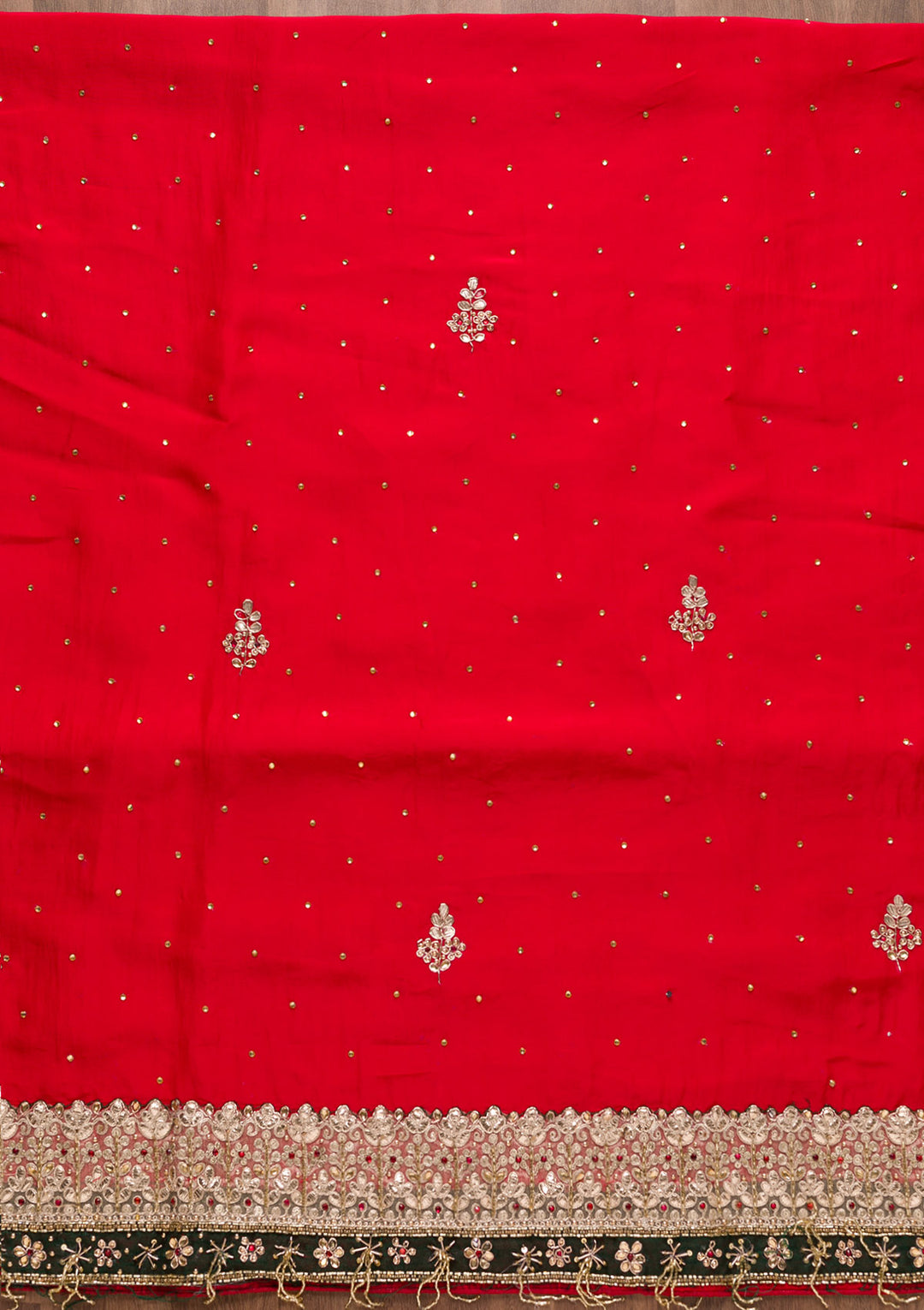 Maroon Gotapatti Semi Crepe Unstitched Salwar Suit