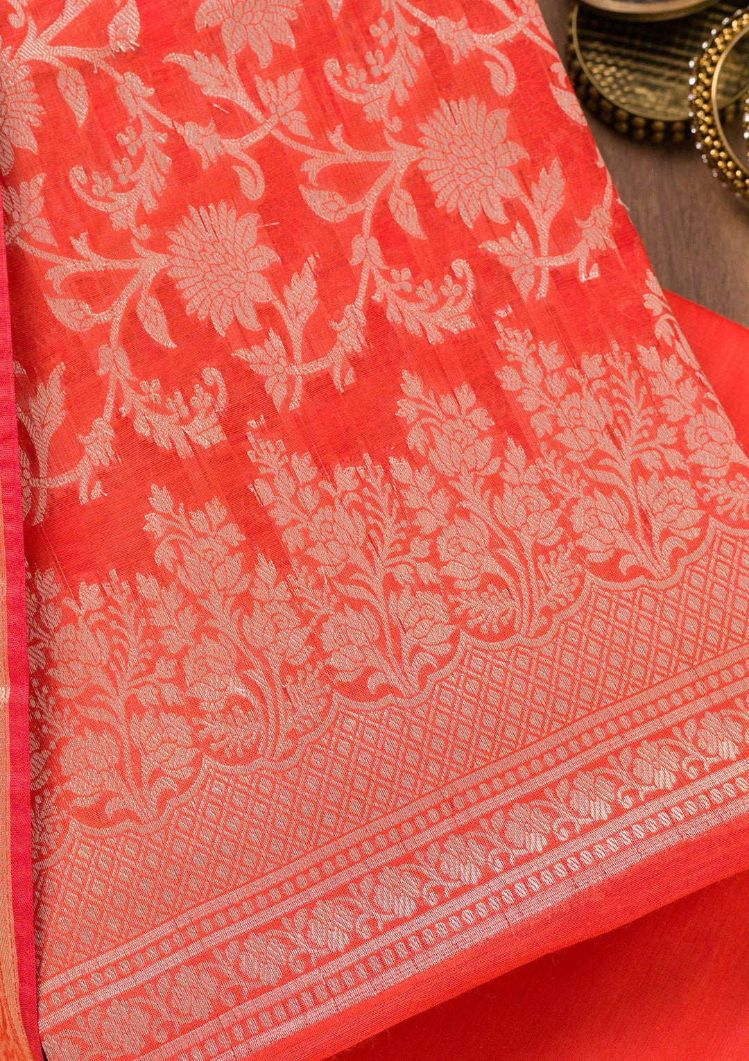 Red Zariwork Banarasi Unstitched Salwar Suit