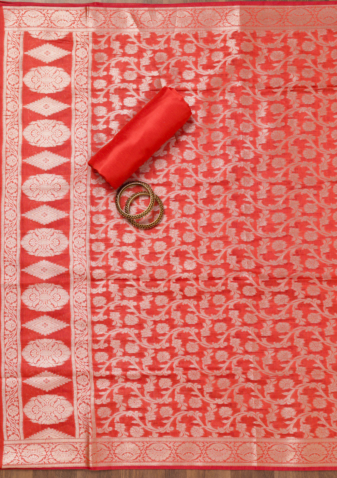 Red Zariwork Banarasi Unstitched Salwar Suit