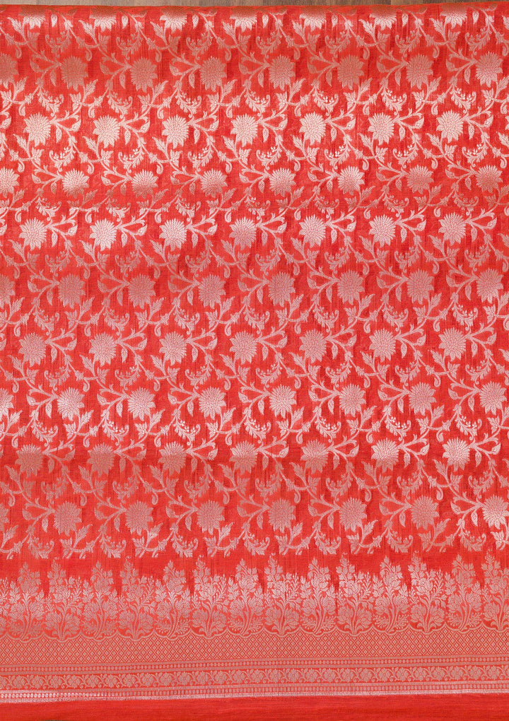 Red Zariwork Banarasi Unstitched Salwar Suit