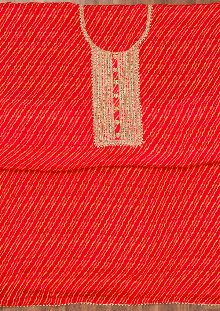 Red Printed Georgette Unstitched Salwar Suit